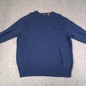 Polo Ralph Lauren Sweater Mens XL Blue Cotton Crewneck Long Sleeve Pony Logo